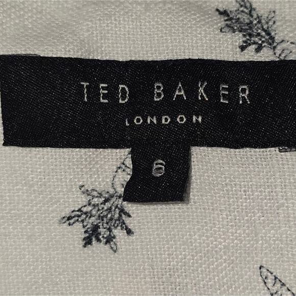Ted Baker Charon Short Sleeve Carrot Print Linen Shirt Size 6 US 2XL - Picture 9 of 11